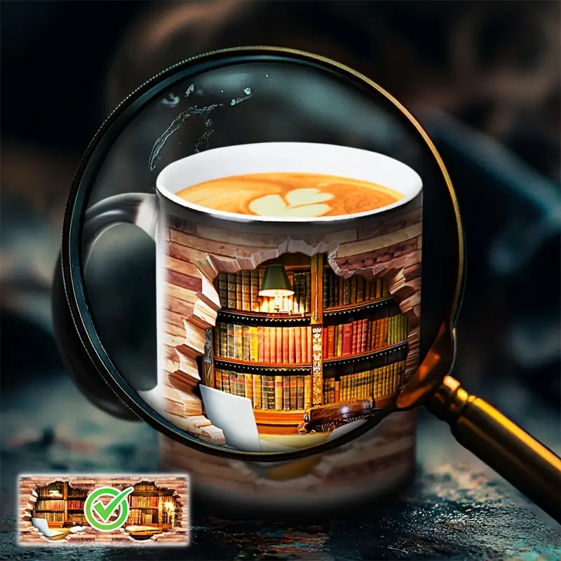 Taza Cerâmica Charmosa con Efeito Térmico para Amantes de Livros