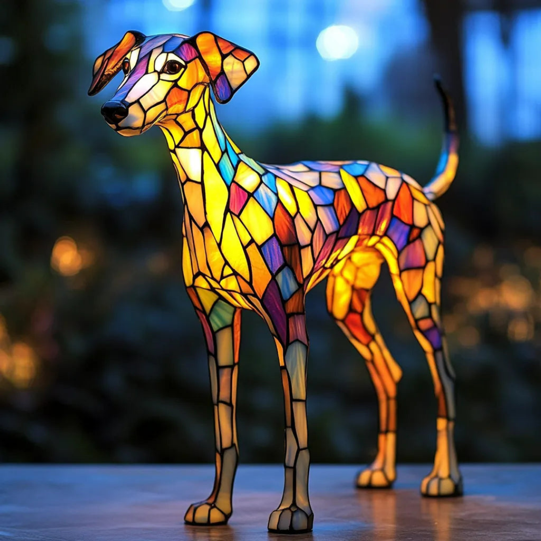 Lámpara Whippet – Vitral Artesanal