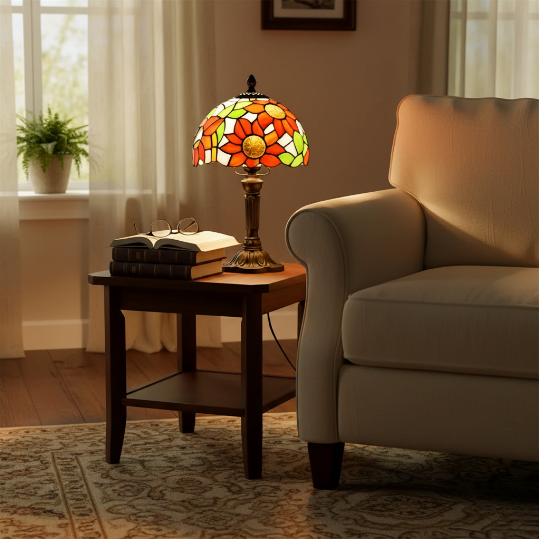 Lámpara de Mesa LED en Vidro Ornamentado
