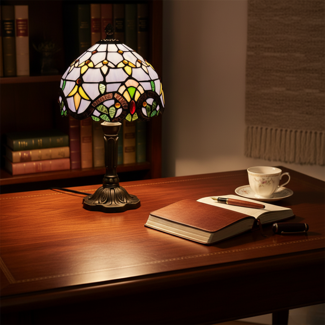 Lámpara de Mesa Vitral Retrô