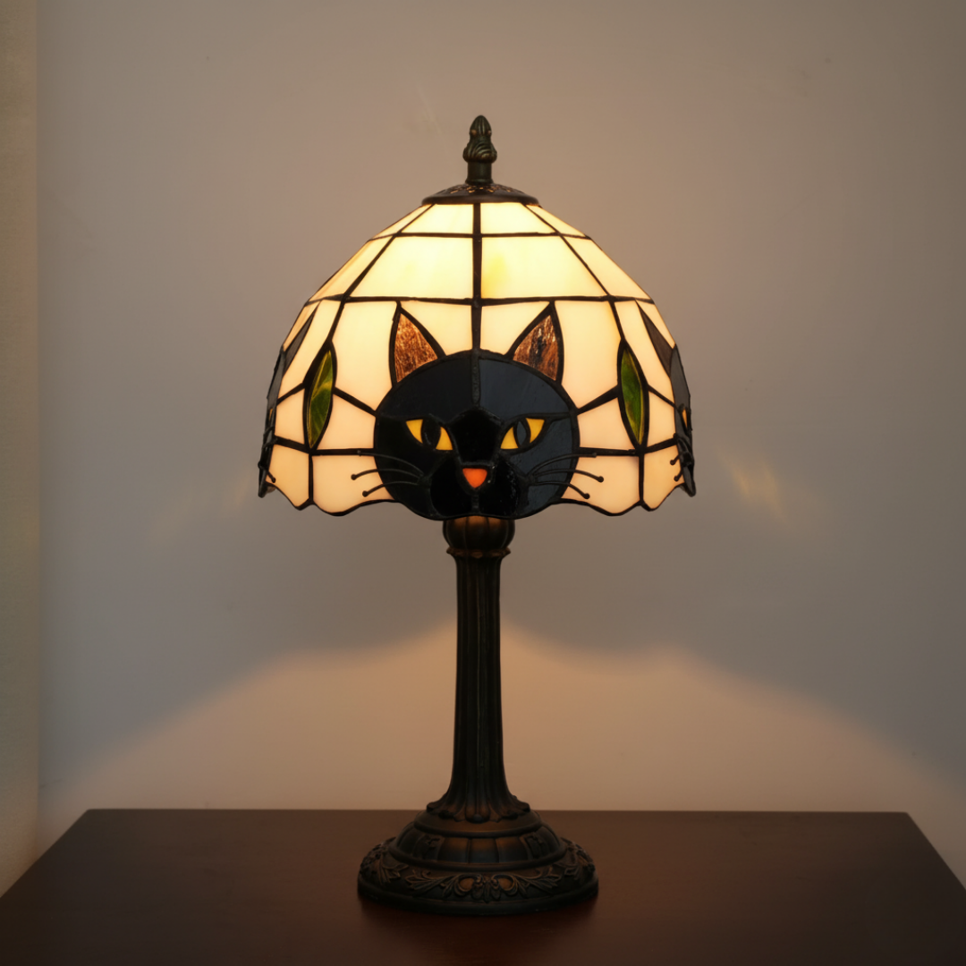 Lámpara de Mesa Retrô Barroca con Gato Preto